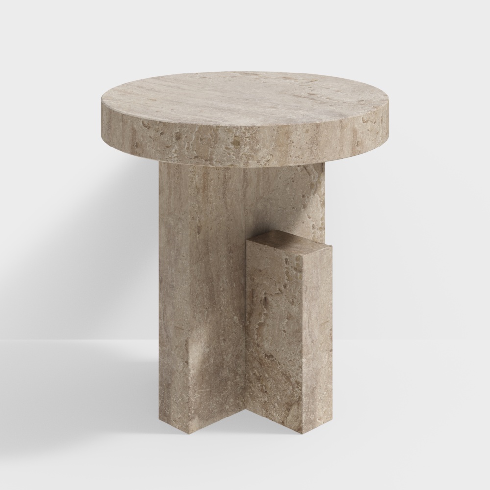Chic Marble Side Table 3D Model – Minimalist Marble Design