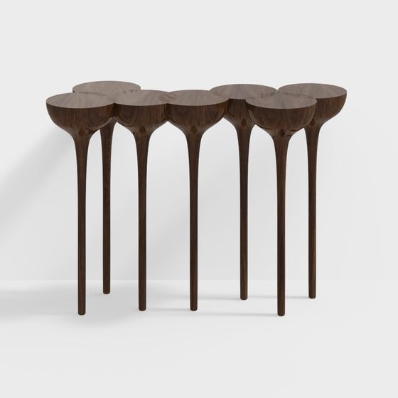 Streamlined Wooden Stool 3D model