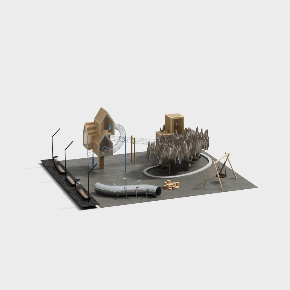 modern wooden playground