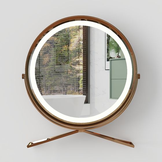 Miroir cosmétique moderne sur table ronde