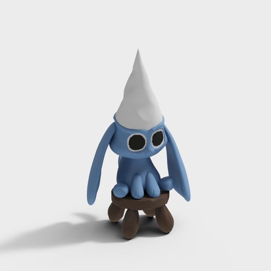 Charming Low-Poly Blue Hat Character 3D model