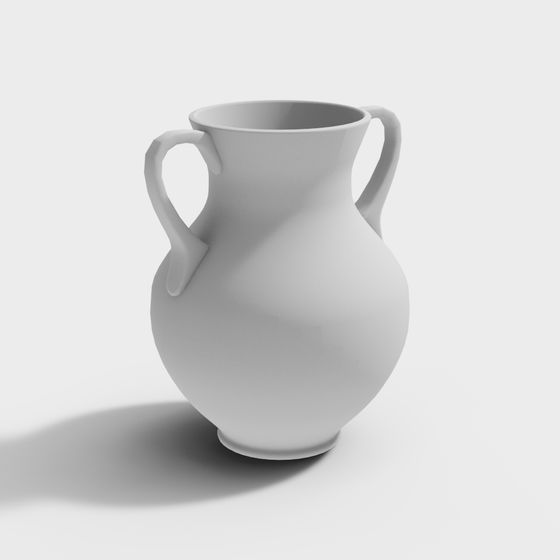 Elegant Double-Eared Vase 3D model Inspired by Ancient Greece