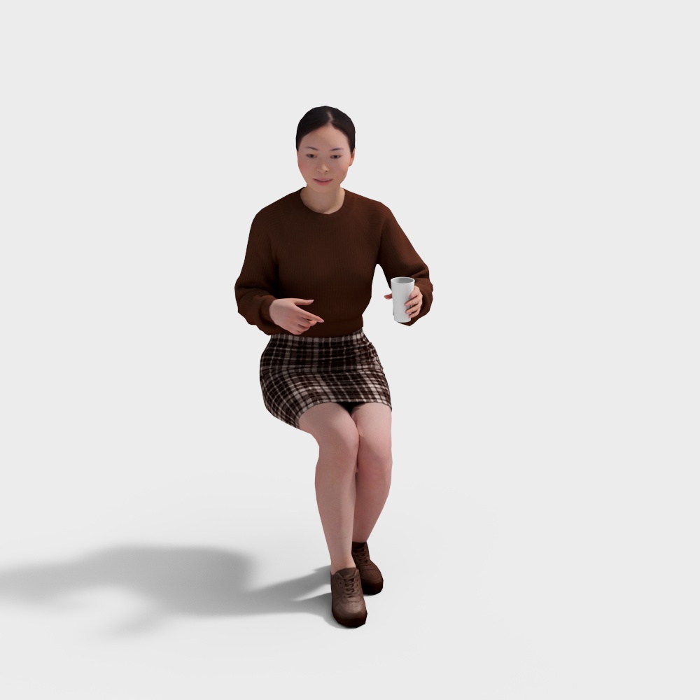 Elegant Woman 3D Model in Urban Setting