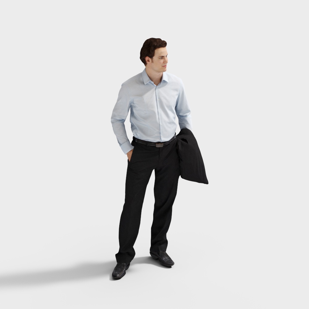 Businessman Character 3D Model with Low Poly Design