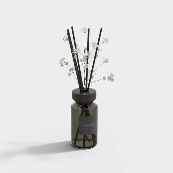 Aromatic Bottle with Dried Flowers 3D model