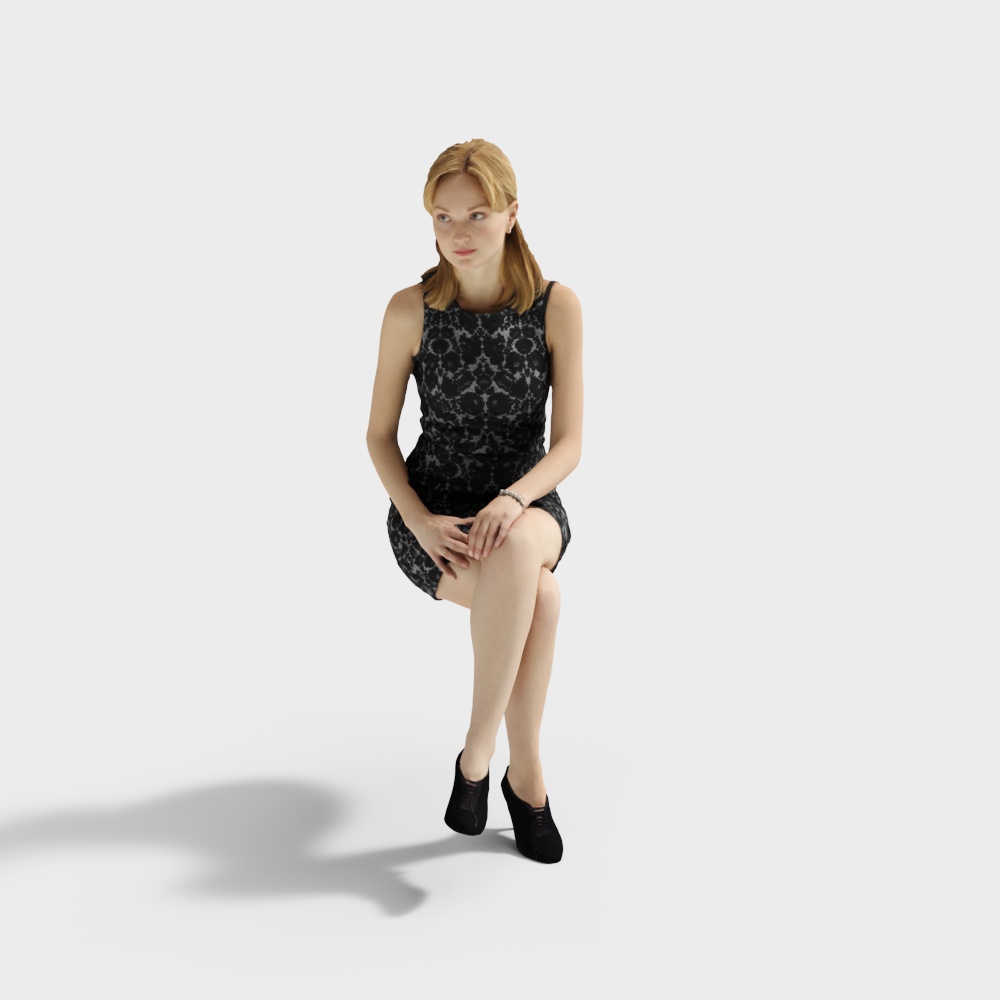 Seated Woman in Skirt