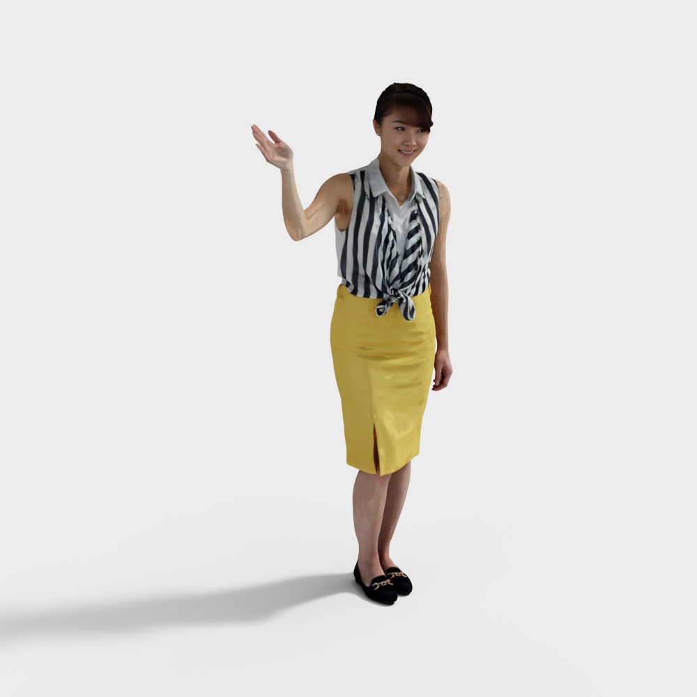 Elegant Low-Poly 3D Model of a Fashionable Character
