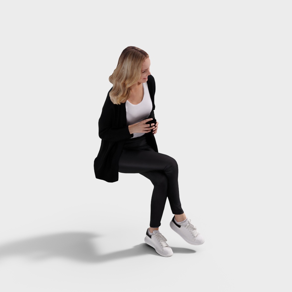 Stylish Low-Poly Female Character 3D model