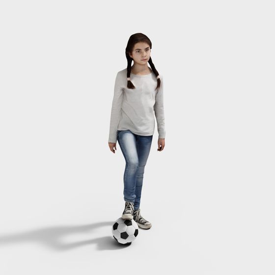 Una Giovane Ragazza che Calcia un Pallone