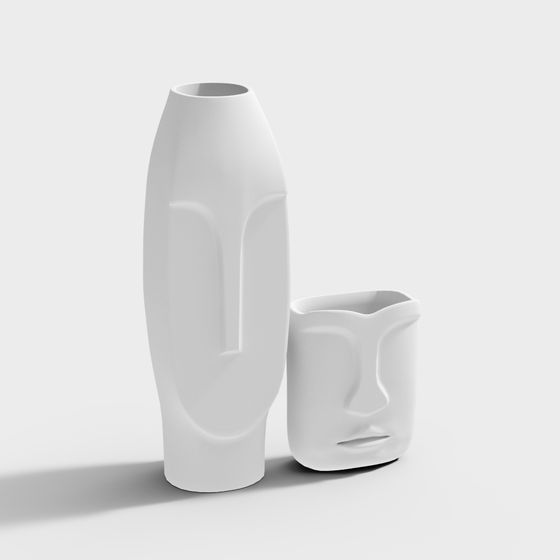 Moai Vase Set 3D model