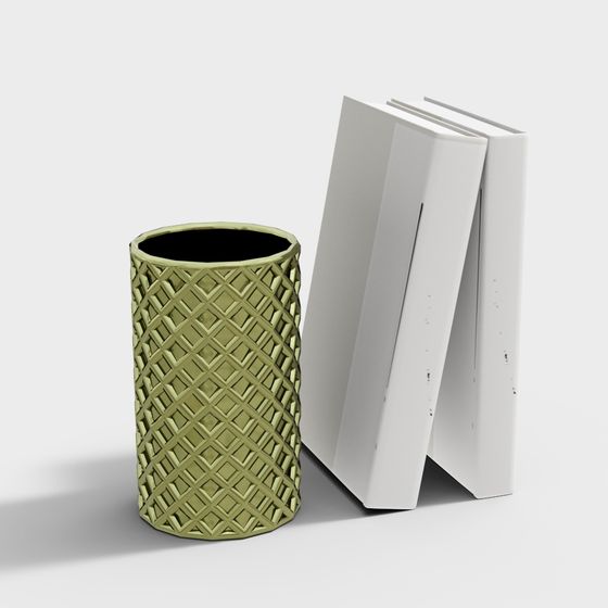 Modern Bookshelf and Vase 3D model