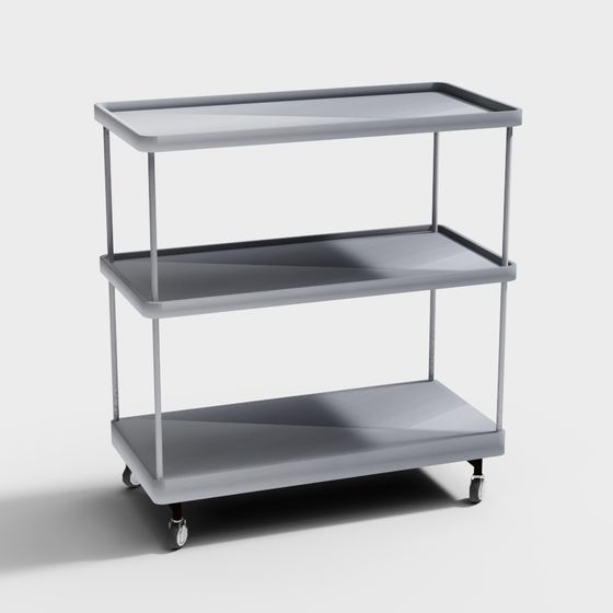 Low-Poly Mobile Three-Tier Cart 3D model