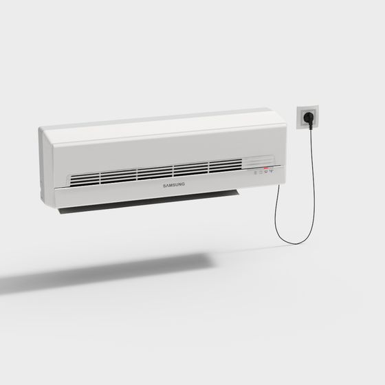Wall-Mounted Air Conditioner 3D Model in Black