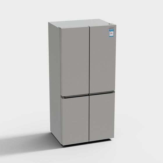 Stylish Four-Door Refrigerator 3D model for Modern Interiors