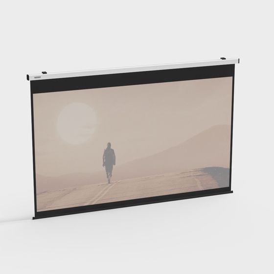 Beige Projection Screen 3D Model for Viewing