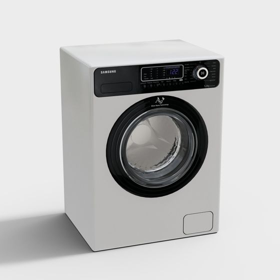 Efficient Smart Washing Machine 3D Model in White