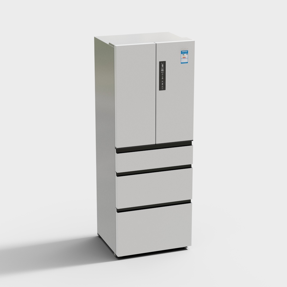 Sleek Low-Poly Refrigerator 3D Model – Minimalist Gray Design