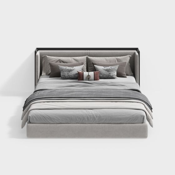 Sophisticated Modern Bed 3D model for Stylish Interiors