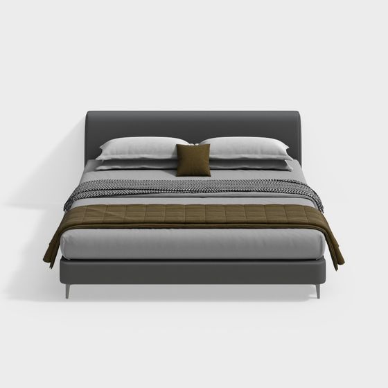 Elegant Minimalist Bed 3D model for Modern Interiors