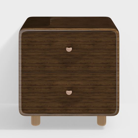 Stylish Brown Bedside Table 3D model