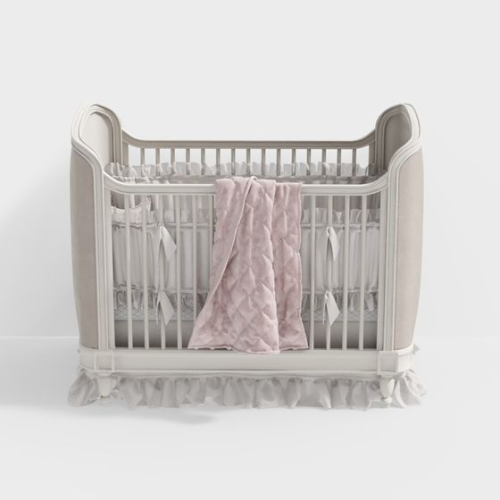 Elegant Low-Poly Baby Crib 3D model