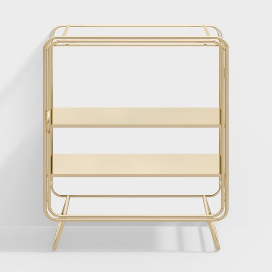 Golden Metal Framed Magazine Rack 3D model