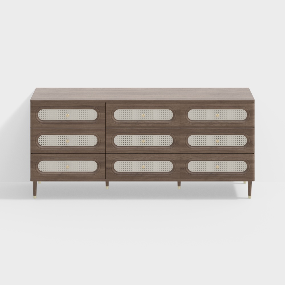 Armoire en bambou tressé Wabi-Sabi rustique