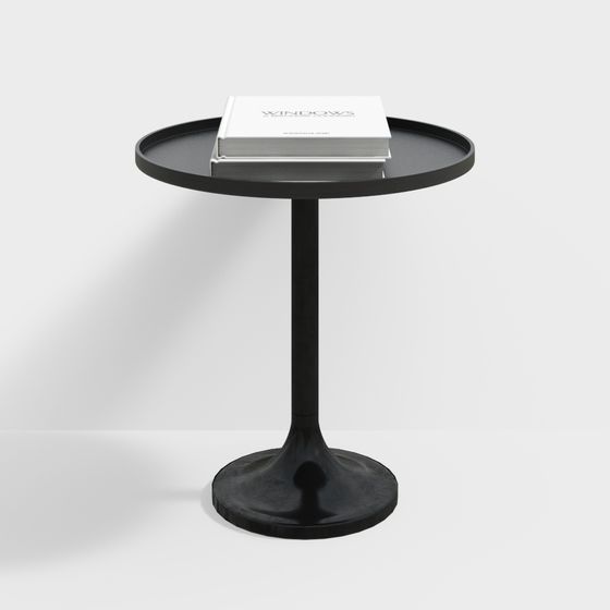 Low-Polygon Black Round Table 3D model