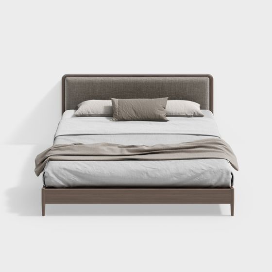 Elegant Low-Polygon Bed 3D model for Modern Spaces