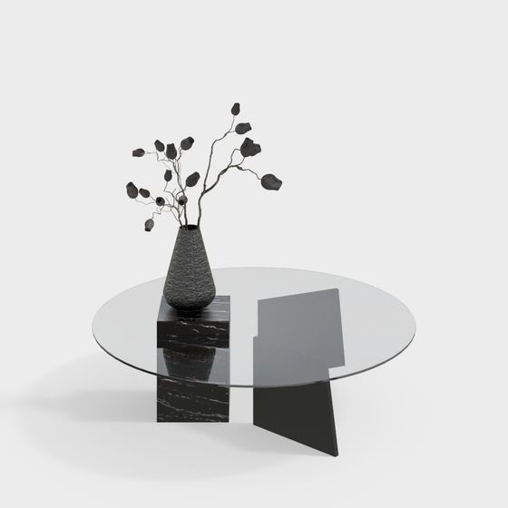 Modern Black Minimalist Villa Coffee Table 3D Model