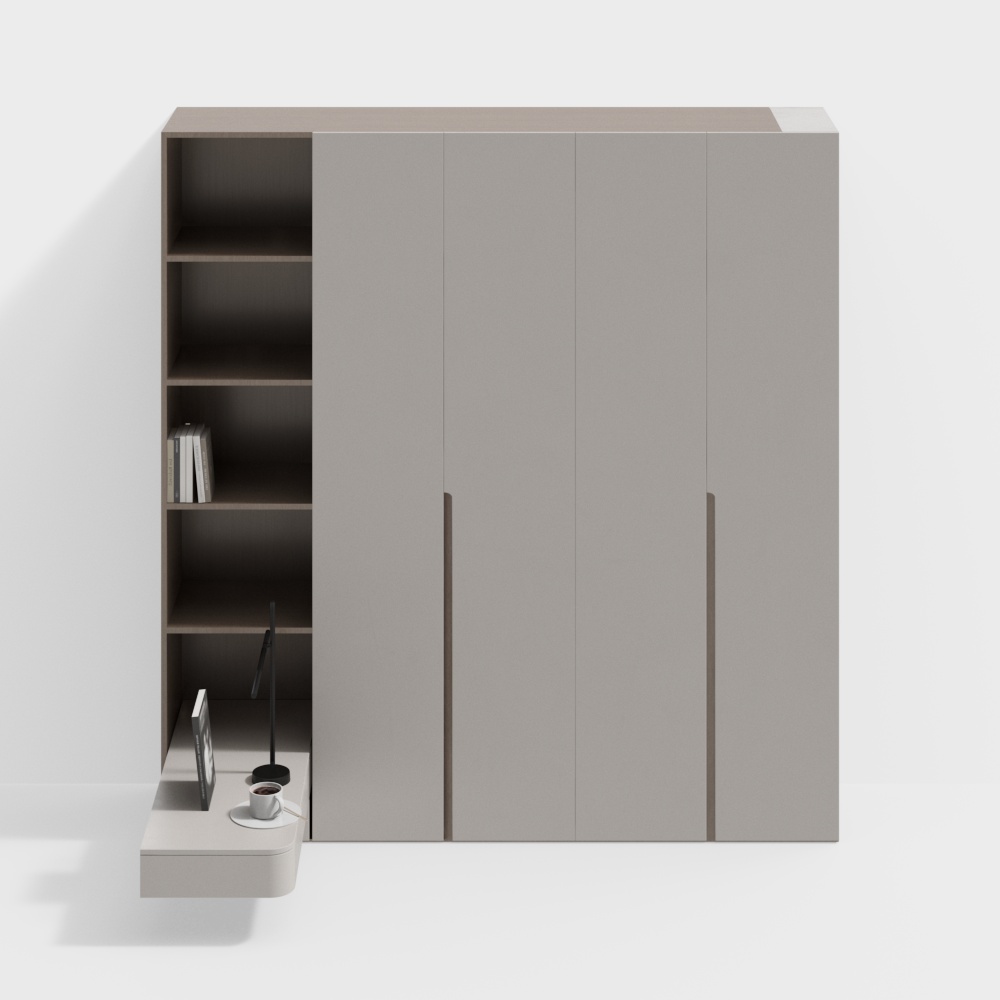 Современный минималистичный угловой шкаф для спальни с прикроватной тумбочкой