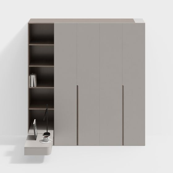 Современный минималистичный угловой шкаф для спальни с прикроватной тумбочкой