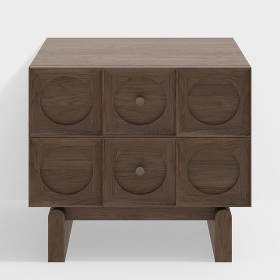 Mid-Century Modern Nightstand 3D model for Stylish Interiors