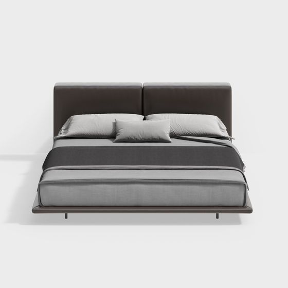 Elegant Low-Polygon Bed 3D model for Modern Spaces