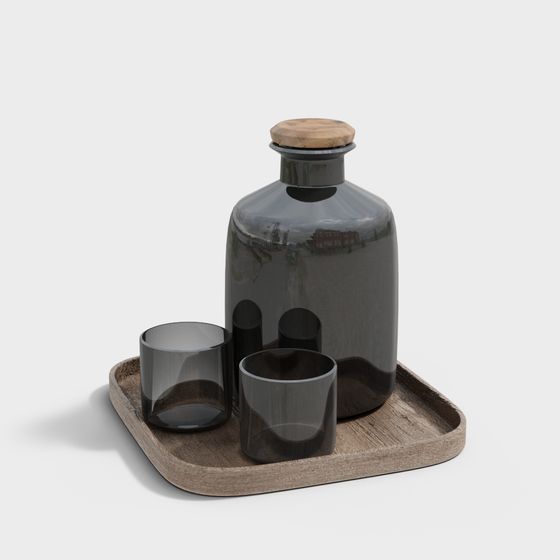 Urban Landscape Bottle Set 3D model for Creative Spaces