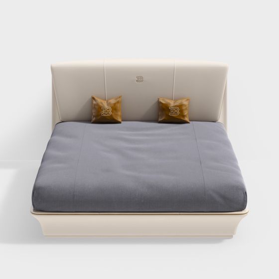 Stylish Modern Bed 3D model for Contemporary Spaces