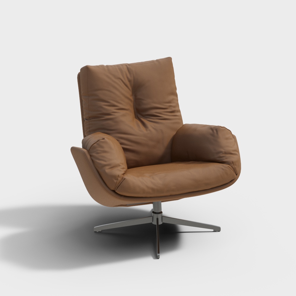 Cozy Lounge Chair 3D Model – Minimalist Leather Seat