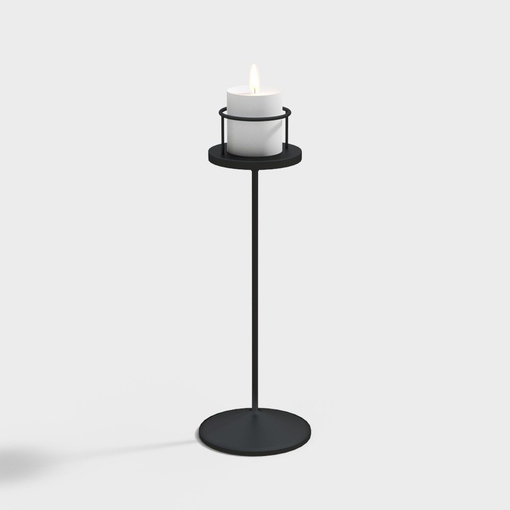 Elegant Low-Poly Candle Holder 3D Model – Minimalist Metal Design