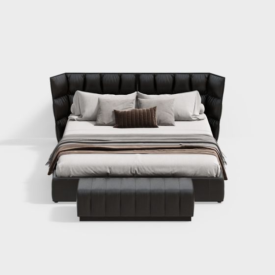 현대 침실 어두운 더블침대