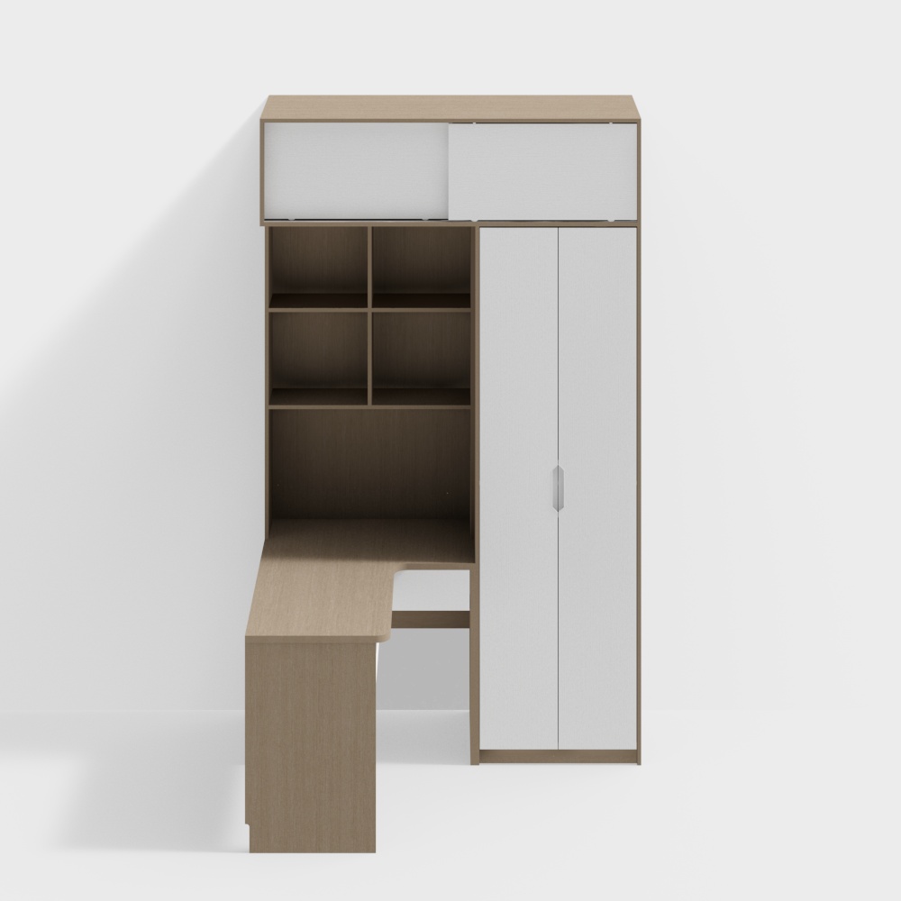 Corner Desk Wardrobe with Dual Door Appearance