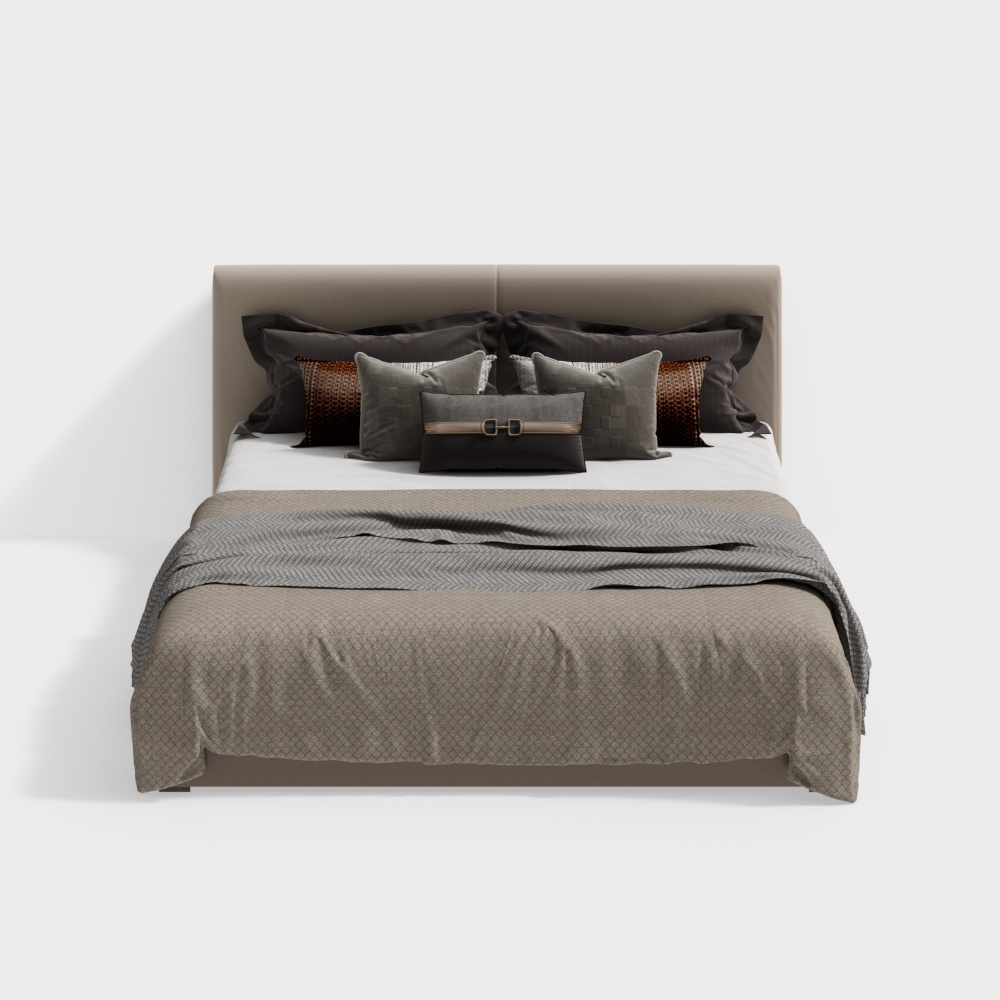 Современная двуспальная кровать в спальне