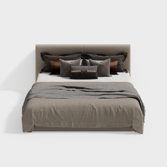 Современная двуспальная кровать в спальне