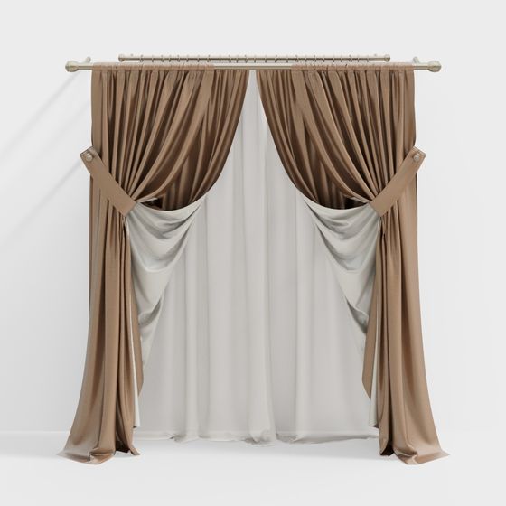 Stylish Curtain 3D Model with Modern and Vintage Touch