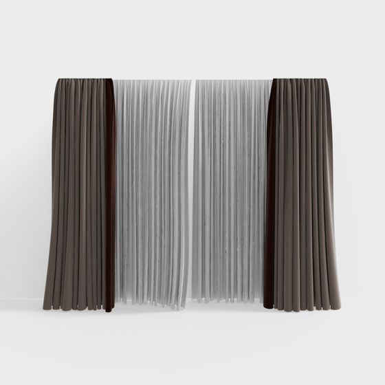 Stylish Gray Curtain 3D model for Modern Interiors