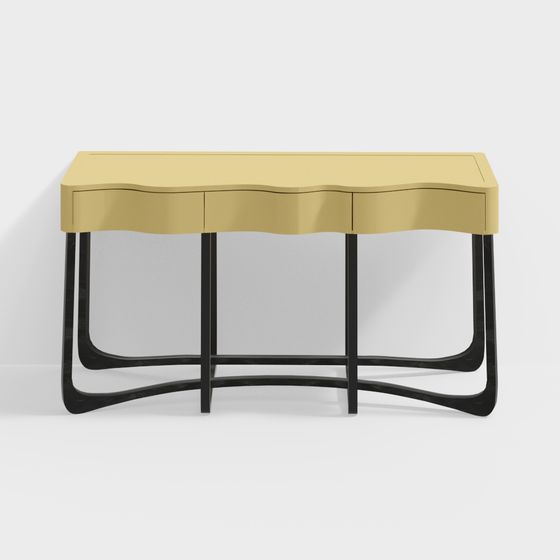 Stylish Streamlined Desk and Chair Set 3D model