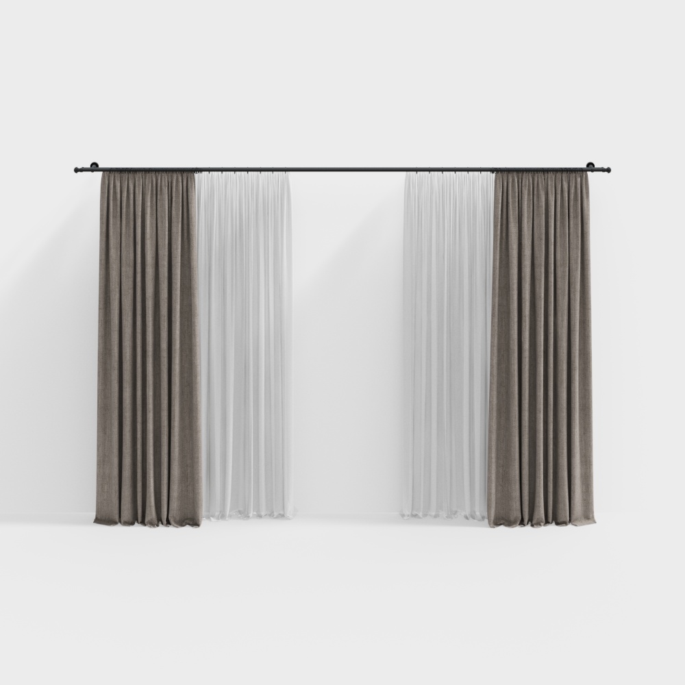 Low Poly Gray and White Curtain 3D model