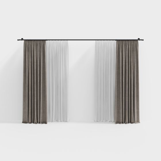 Low Poly Gray and White Curtain 3D model