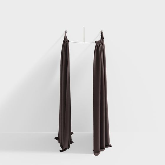 Elegant Pleated Curtain 3D Model