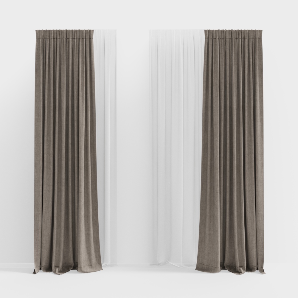 Elegant Gray Curtain 3D Model
