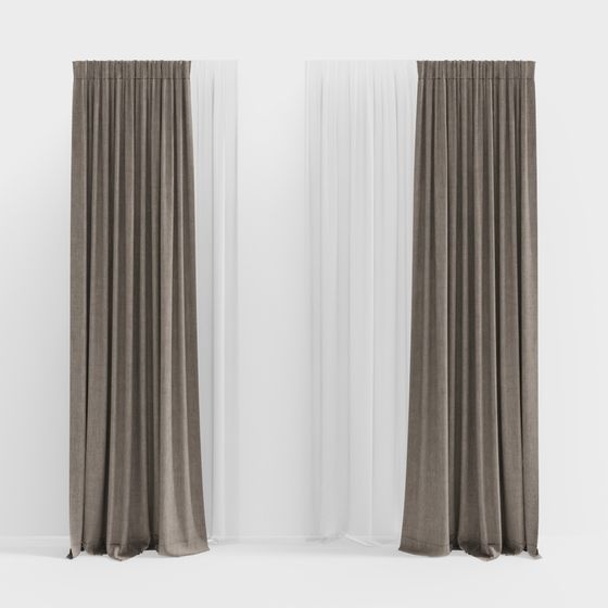 Elegant Gray Curtain 3D Model